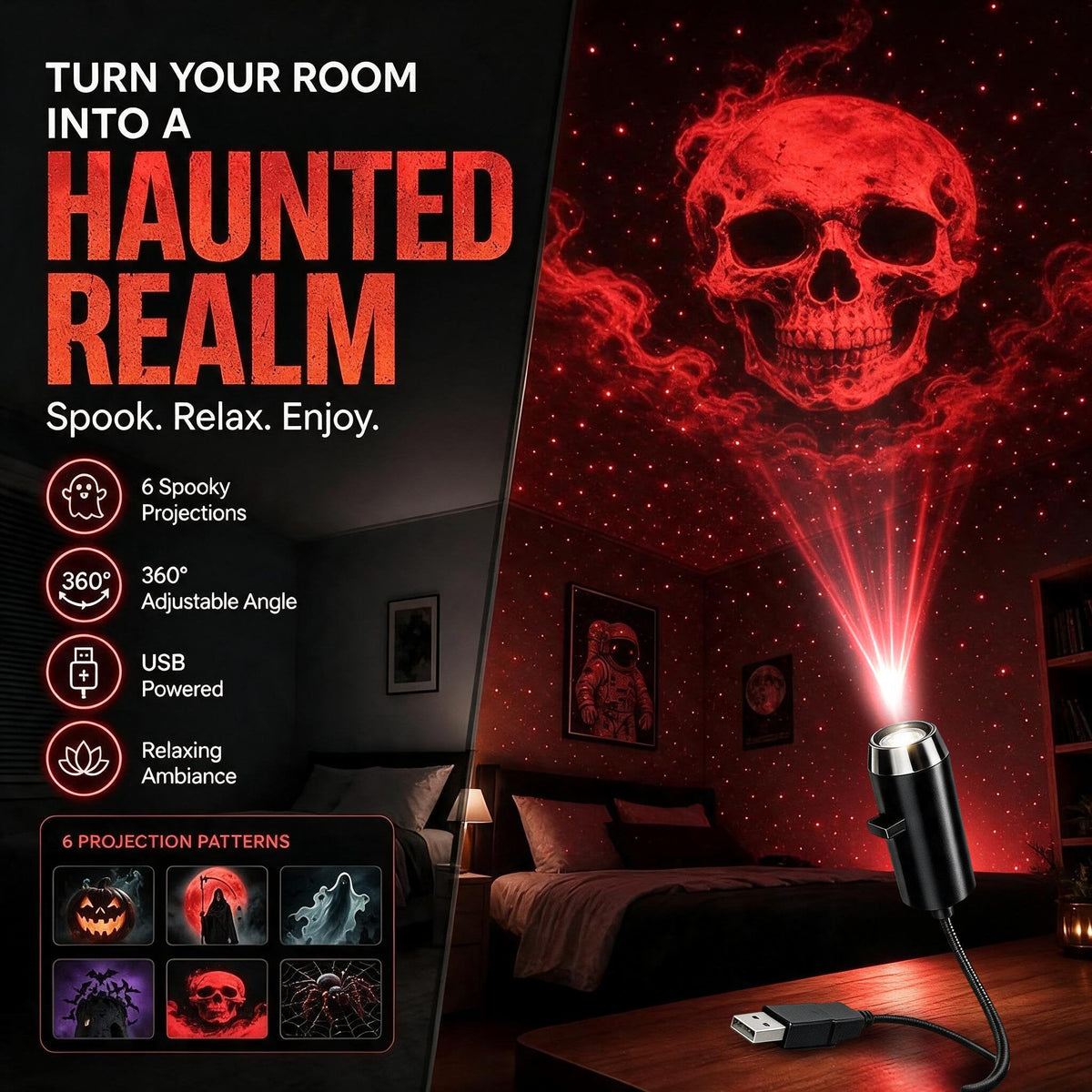 Plug-&-Play HD Christmas Projector – 10 Festive Scenes