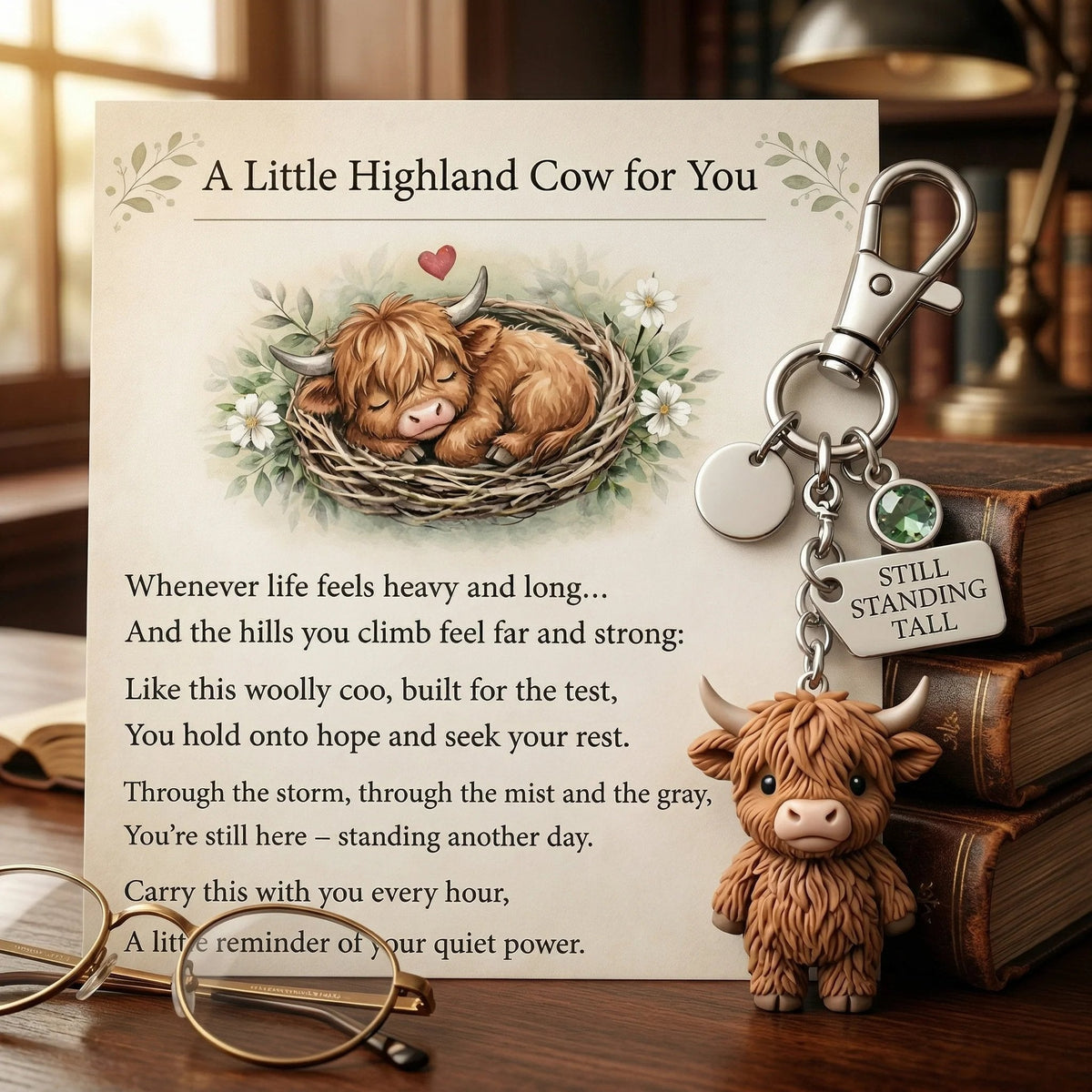 🐮A Little Highland Cows For You Keychain: Your Daily Reminder of Quiet Strength