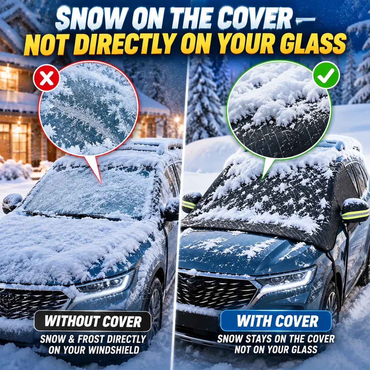 🔥 40% OFF — 💞54K+ SOLD!🔥All-Season Windshield Snow Cover with Mirror Protection❄️