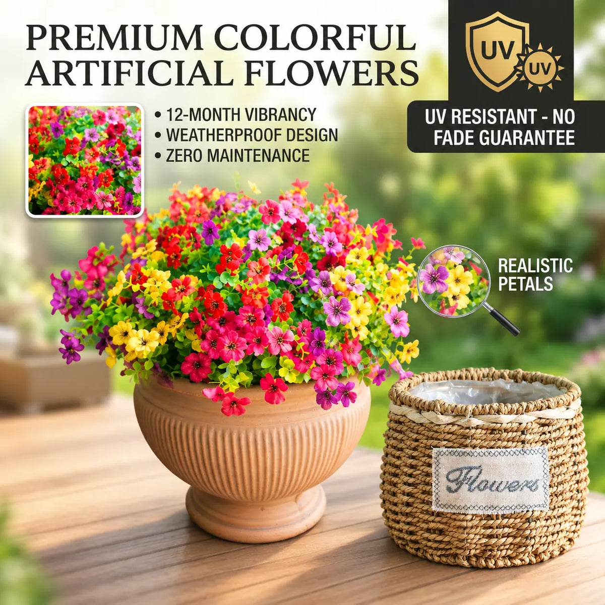 💐🌸Last Day Sale 49% OFF💐 UV Resistant Colorful Artificial Flower(With a flower basket)