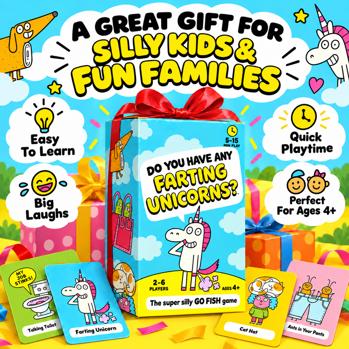 😂 50% OFF Today! Super Silly Go Fish Card Game for Kids & Family Game Night