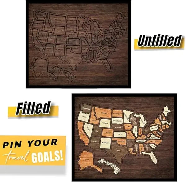 🔥Limited 49% off - USA Wooden Travel Map Puzzle for Adventure Lovers(2026)
