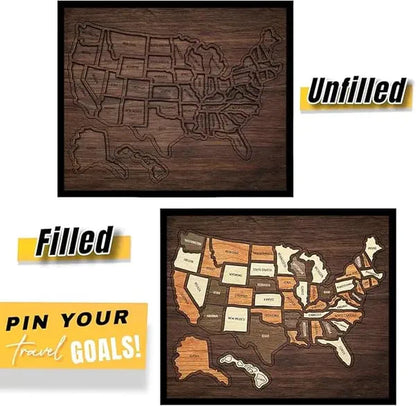 🔥Limited 49% off - USA Wooden Travel Map Puzzle for Adventure Lovers(2026)