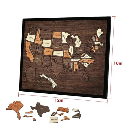 🔥Limited 49% off - USA Wooden Travel Map Puzzle for Adventure Lovers(2026)