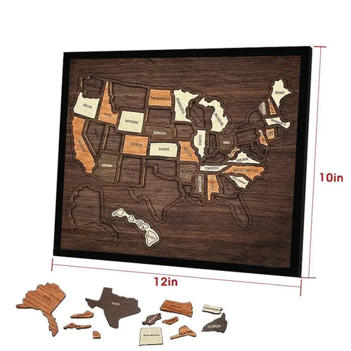 🔥Limited 49% off - USA Wooden Travel Map Puzzle for Adventure Lovers(2026)