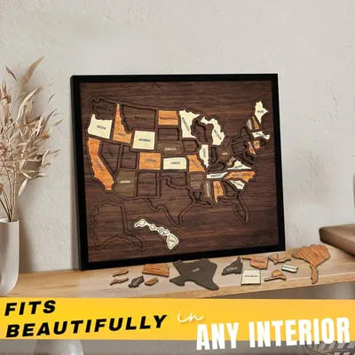 🔥Limited 49% off - USA Wooden Travel Map Puzzle for Adventure Lovers(2026)