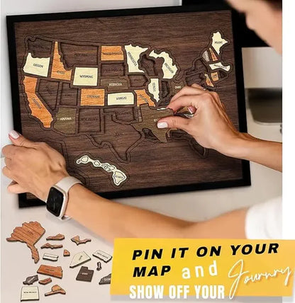 🔥Limited 49% off - USA Wooden Travel Map Puzzle for Adventure Lovers(2026)