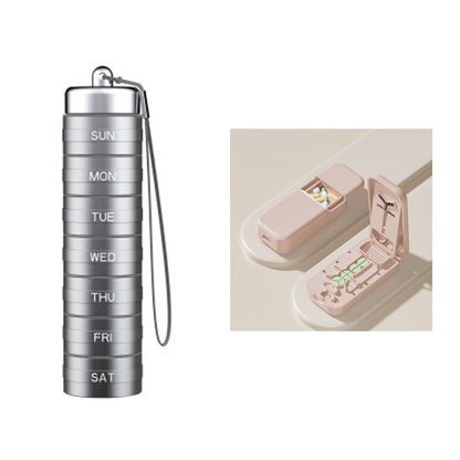 7-Day Waterproof Portable Aluminum Pill Organizer