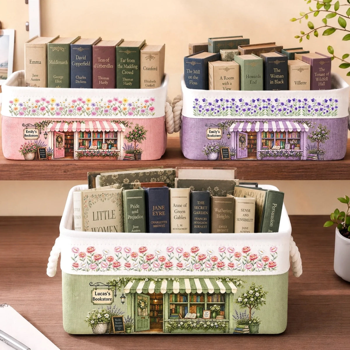 Book Lovers Storage Basket, Cute Reading Corner Decor Gift for Bookworms