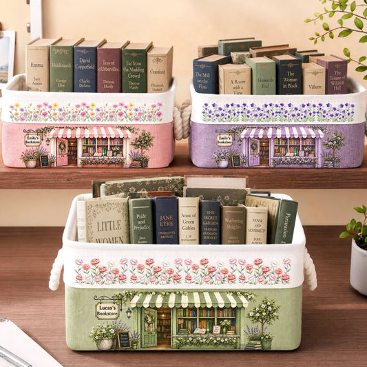 Book Lovers Storage Basket, Cute Reading Corner Decor Gift for Bookworms