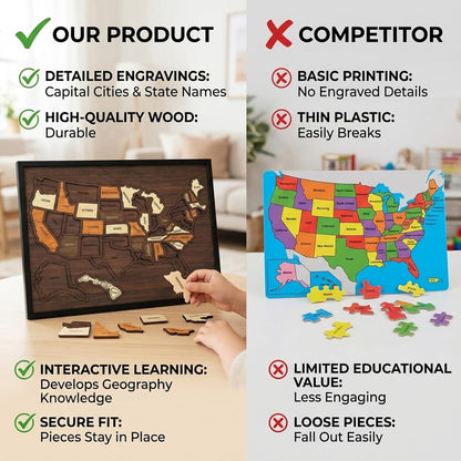 🔥Limited 49% off - USA Wooden Travel Map Puzzle for Adventure Lovers(2026)