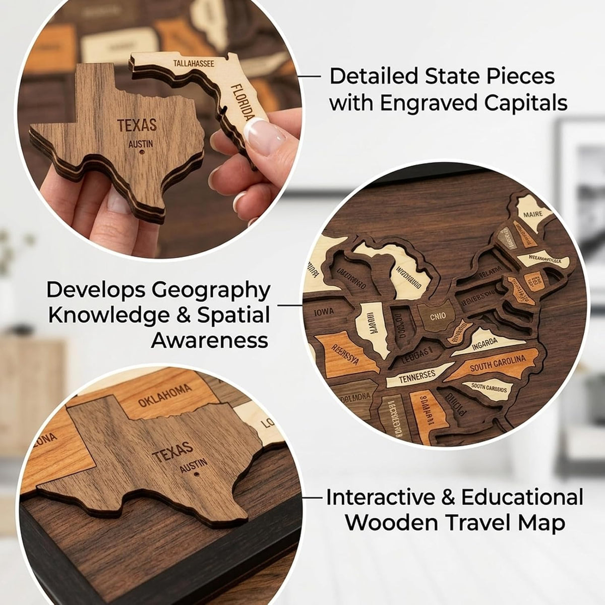 🔥Limited 49% off - USA Wooden Travel Map Puzzle for Adventure Lovers(2026)