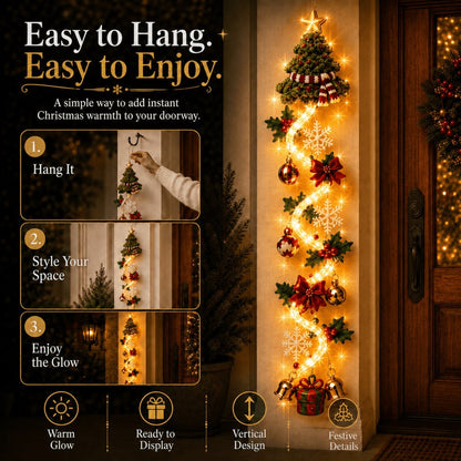 Light-Up Christmas Door Hanger – Warm Holiday Glow for Your Entryway