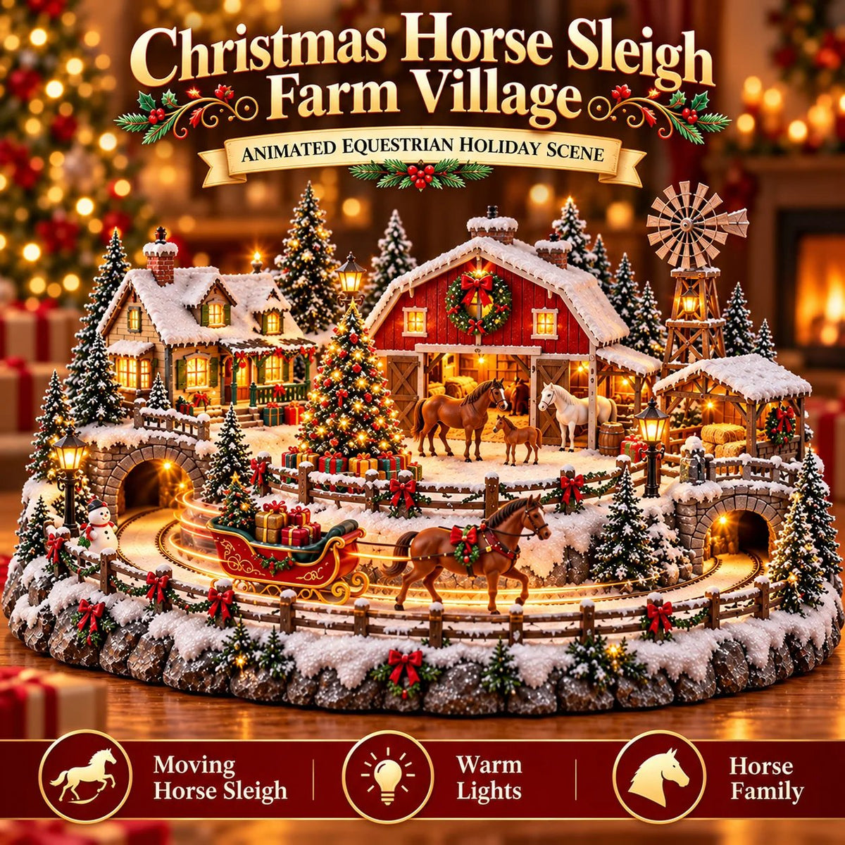 🎁 Highland Cow Christmas Farm Village – Lighted Farmhouse Holiday Décor 🎄