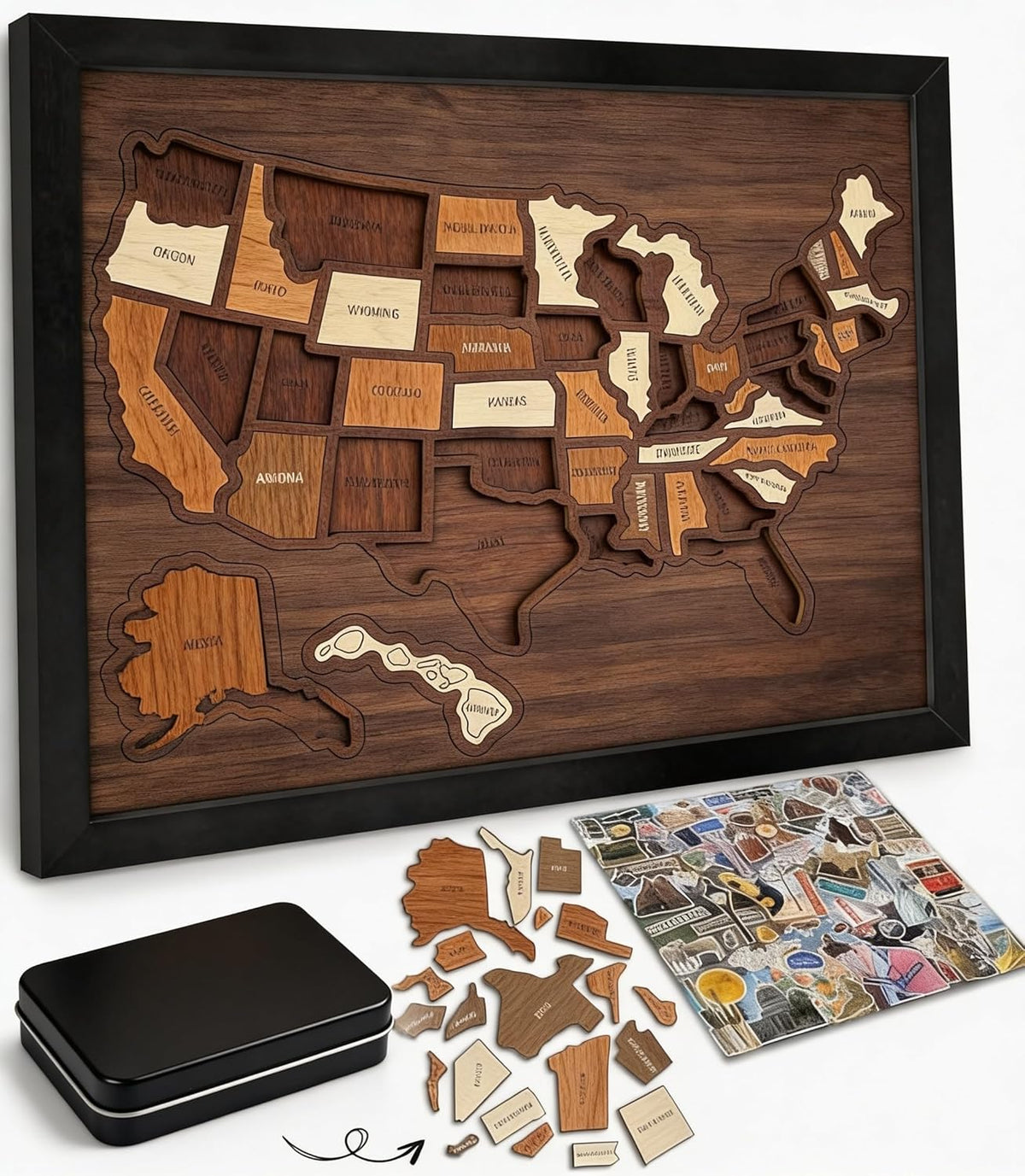 🔥Limited 49% off - USA Wooden Travel Map Puzzle for Adventure Lovers(2026)