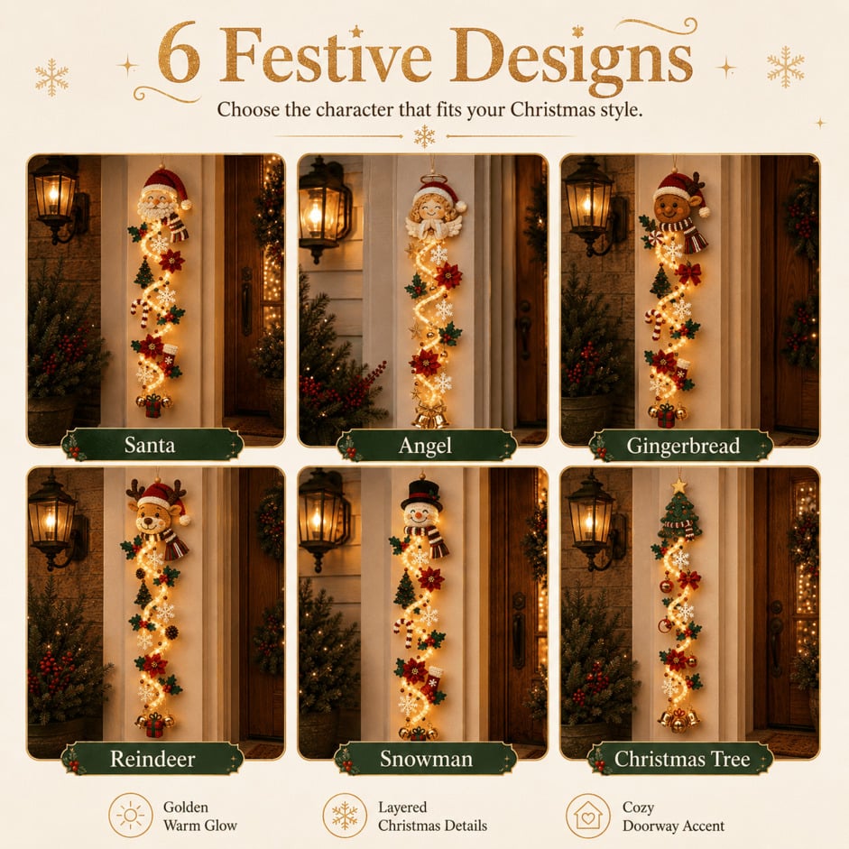 Light-Up Christmas Door Hanger – Warm Holiday Glow for Your Entryway