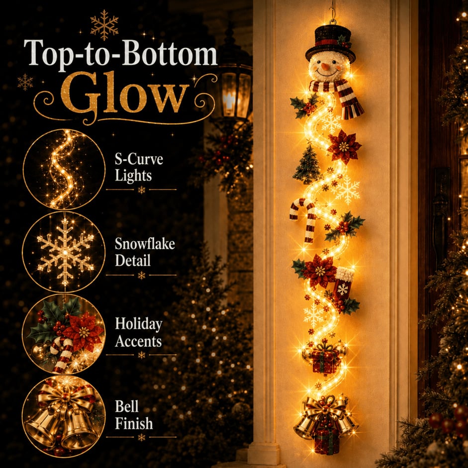 Light-Up Christmas Door Hanger – Warm Holiday Glow for Your Entryway