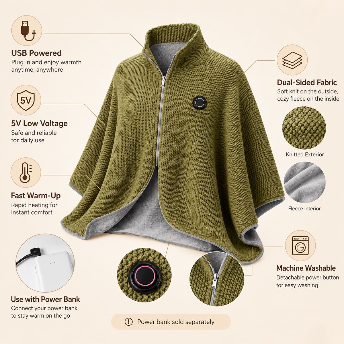 Glovyns Wearable Heated Blanket- Cozy Hands-Free Warmth