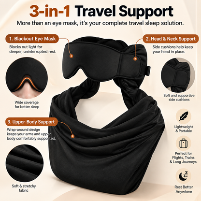 ✈️ 💯 3-in-1 Travel Sleep Support – Blackout Eye Mask & Head Support