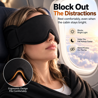 ✈️ 💯 3-in-1 Travel Sleep Support – Blackout Eye Mask & Head Support