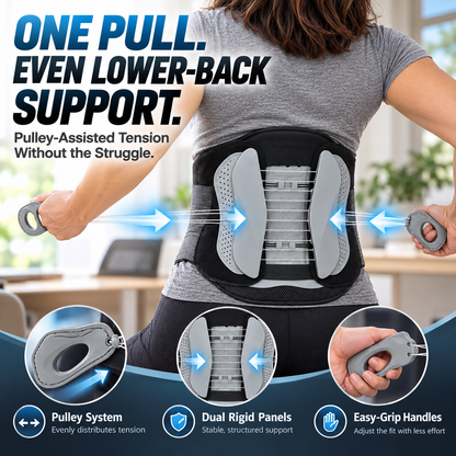 🔥 LAST DAY 50% OFF🛡️ Pulley Lumbar Support Brace – Adjustable Lower Back Support with Dual Rigid Panels