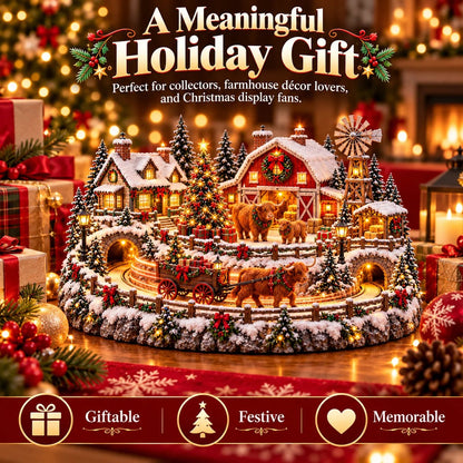 🎁 Highland Cow Christmas Farm Village – Lighted Farmhouse Holiday Décor 🎄