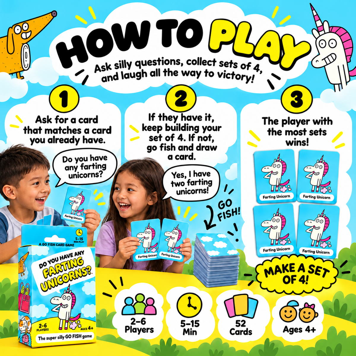 😂 50% OFF Today! Super Silly Go Fish Card Game for Kids & Family Game Night