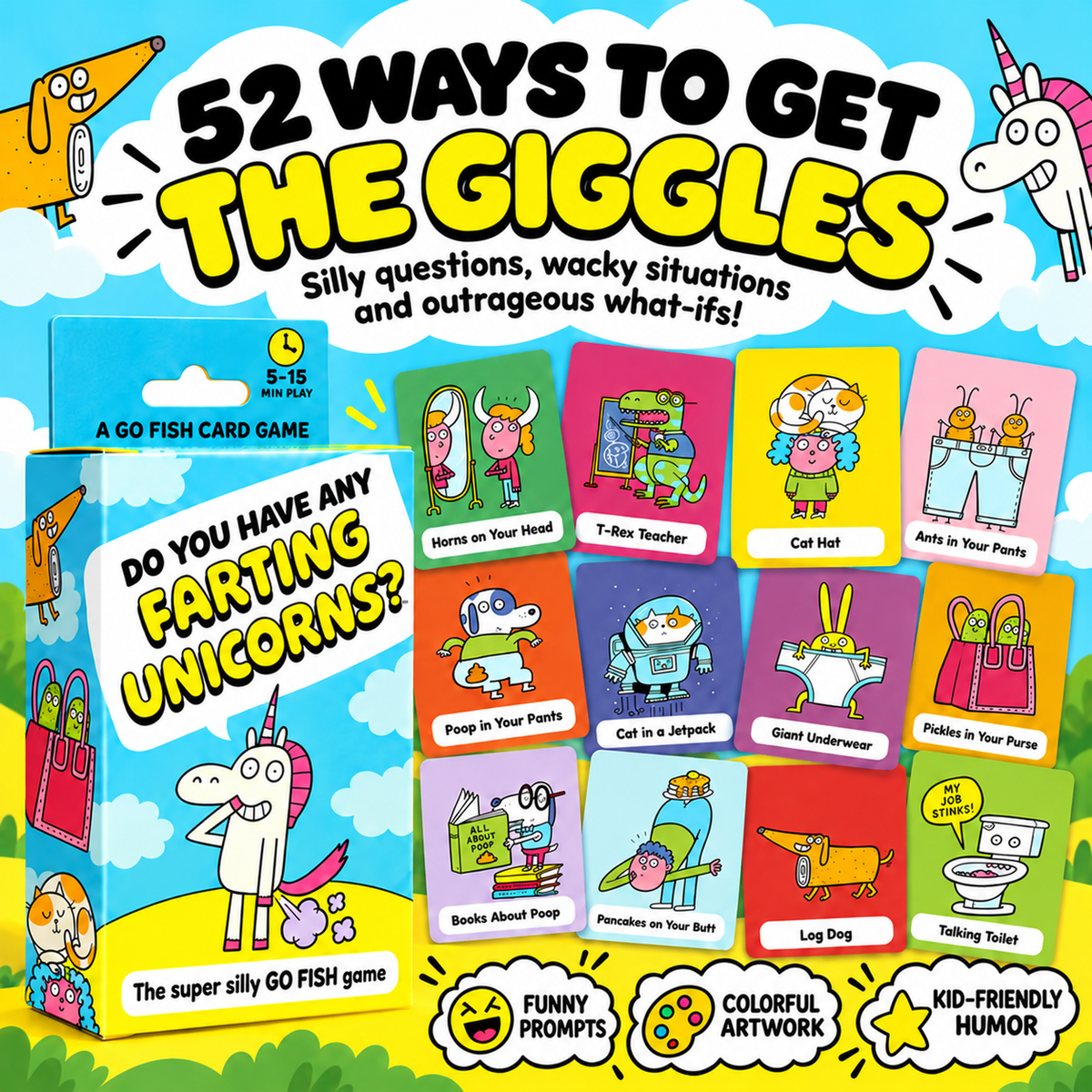 😂 50% OFF Today! Super Silly Go Fish Card Game for Kids & Family Game Night