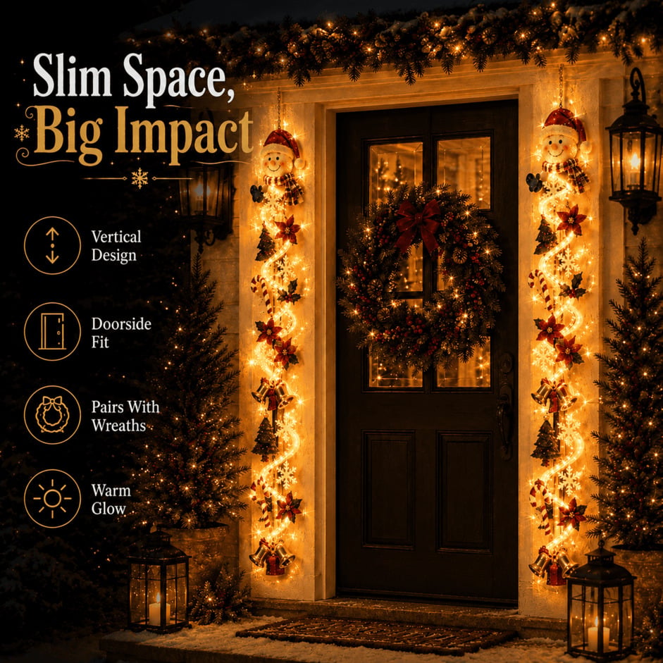Light-Up Christmas Door Hanger – Warm Holiday Glow for Your Entryway