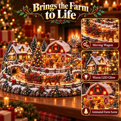 🎁 Highland Cow Christmas Farm Village – Lighted Farmhouse Holiday Décor 🎄